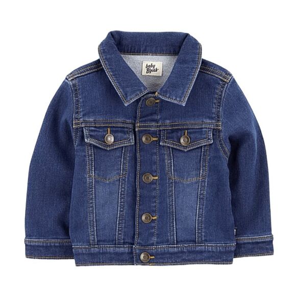 OshKosh B'gosh Baby Jean Jacket Blue Medium Wash Knit Stretch Denim 12 mth - Picture 1 of 8